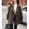 imagechouyatou Womens Dressy Wool Blend Coat Notch Lapel Overcoat Loose Warm Single Breasted Trench CoatBrown