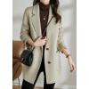imagechouyatou Womens Elegant Notched Collar Coat Single Breasted Formal Office Wool Blend Overcoat with BeltApricot