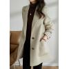 imagechouyatou Womens Elegant Notched Collar Coat Single Breasted Formal Office Wool Blend Overcoat with BeltApricot