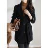 imagechouyatou Womens Elegant Notched Collar Coat Single Breasted Formal Office Wool Blend Overcoat with BeltBlack