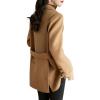 imagechouyatou Womens Elegant Notched Collar Coat Single Breasted Formal Office Wool Blend Overcoat with BeltCamel