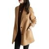 imagechouyatou Womens Elegant Notched Collar Coat Single Breasted Formal Office Wool Blend Overcoat with BeltCamel