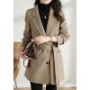 imagechouyatou Womens Elegant Notched Collar Coat Single Breasted Formal Office Wool Blend Overcoat with BeltKhaki