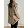 imagechouyatou Womens Elegant Notched Collar Coat Single Breasted Formal Office Wool Blend Overcoat with BeltKhaki