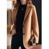 imagechouyatou Womens Fall Elegant Notch Lapel Wool Coat Single Breasted Button Up Winter Pea Coat OvercoatCamel