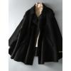imagechouyatou Womens Fall Winter Knit Splicing Lapel Overcoat Mid Long Double Breasted Pea Coat Wool Blend Trench CoatBlack