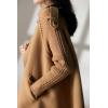 imagechouyatou Womens Fall Winter Knit Splicing Lapel Overcoat Mid Long Double Breasted Pea Coat Wool Blend Trench CoatBrown