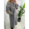imagechouyatou Womens Leopard Print Knit Sleeve Wool Trench Coat Notched Lapel Double Breasted Long Pea CoatGray