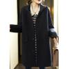 imagechouyatou Womens Oversized Hooded Wool Jacket Collarless Single Breasted Winter Wool CoatBlack
