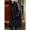imagechouyatou Womens Oversized Hooded Wool Jacket Collarless Single Breasted Winter Wool CoatBlack