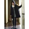 imagechouyatou Womens Oversized Hooded Wool Jacket Collarless Single Breasted Winter Wool CoatBlack