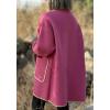 imagechouyatou Womens Winter Casual Shawl Collar Wool Coat Loose Open Front Trench Coat CardiganHot Pink