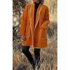 imagechouyatou Womens Winter Casual Shawl Collar Wool Coat Loose Open Front Trench Coat CardiganOrange