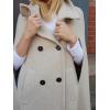 imagechouyatou Womens Winter Casual Wool Coat Poncho Double Breasted Stand Collar Wool Blend Cape Cloak CoatApricot