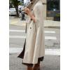 imagechouyatou Womens Winter Casual Wool Coat Poncho Double Breasted Stand Collar Wool Blend Cape Cloak CoatApricot