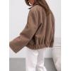 imagechouyatou Womens Winter Cropped Wool Coat Single Breasted Casual Loose Short Wool Blend Pea CoatCoffee