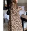 imagechouyatou Womens Winter Double Breasted Leopard Wool Coat Business Casual Midi Long Winter Trench CoatYellow