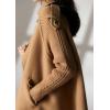 imagechouyatou Womens Winter Double Breasted Wool Coat Long Knitted Sleeve Mid Long Pea CoatCamel