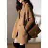 imagechouyatou Womens Winter Double Breasted Wool Coat Long Knitted Sleeve Mid Long Pea CoatCamel