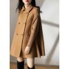 imagechouyatou Womens Winter Double Breasted Wool Coat Long Knitted Sleeve Mid Long Pea CoatCamel