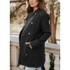 imagechouyatou Womens Winter Double Breasted Wool Jacket Collarless Business Office Blazer Wool CoatBlack