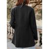 imagechouyatou Womens Winter Double Breasted Wool Jacket Collarless Business Office Blazer Wool CoatBlack