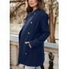 imagechouyatou Womens Winter Double Breasted Wool Jacket Collarless Business Office Blazer Wool CoatNavy Blue