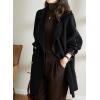 imagechouyatou Womens Winter Elegant Notch Lapel Wool Coat Double Breasted Wool Blend Trench Pea CoatBlack