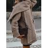 imagechouyatou Womens Winter Herringbone Wool Coat Button Down Woolen Trench Pea Coat with ScarfBrown