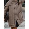 imagechouyatou Womens Winter Herringbone Wool Coat Button Down Woolen Trench Pea Coat with ScarfBrown