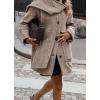 imagechouyatou Womens Winter Herringbone Wool Coat Button Down Woolen Trench Pea Coat with ScarfBrown