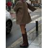 imagechouyatou Womens Winter Herringbone Wool Coat Button Down Woolen Trench Pea Coat with ScarfBrown