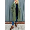 imagechouyatou Womens Winter Lapel Single Breasted Office Work Wool Blend Long Trench Pea Coat OvercoatArmy Green