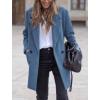 imagechouyatou Womens Winter Notch Lapel Wool Pea Coat Business Casual Double Breasted Wool Coat OvercoatBlue