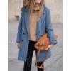 imagechouyatou Womens Winter Notch Lapel Wool Pea Coat Business Casual Double Breasted Wool Coat OvercoatBlue