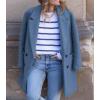 imagechouyatou Womens Winter Notch Lapel Wool Pea Coat Business Casual Double Breasted Wool Coat OvercoatBlue