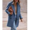 imagechouyatou Womens Winter Notch Lapel Wool Pea Coat Business Casual Double Breasted Wool Coat OvercoatBlue