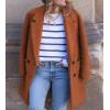 imagechouyatou Womens Winter Notch Lapel Wool Pea Coat Business Casual Double Breasted Wool Coat OvercoatOrange