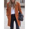 imagechouyatou Womens Winter Notch Lapel Wool Pea Coat Business Casual Double Breasted Wool Coat OvercoatOrange