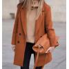 imagechouyatou Womens Winter Notch Lapel Wool Pea Coat Business Casual Double Breasted Wool Coat OvercoatOrange