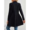 imagechouyatou Womens Winter Shawl Collar Wool Coat Button Down Work Office Midi Wool Pea CoatBlack
