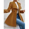 imagechouyatou Womens Winter Shawl Collar Wool Coat Button Down Work Office Midi Wool Pea CoatCamel