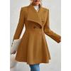 imagechouyatou Womens Winter Shawl Collar Wool Coat Button Down Work Office Midi Wool Pea CoatCamel