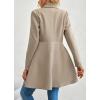 imagechouyatou Womens Winter Shawl Collar Wool Coat Button Down Work Office Midi Wool Pea CoatKhaki