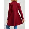 imagechouyatou Womens Winter Shawl Collar Wool Coat Button Down Work Office Midi Wool Pea CoatRed
