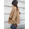 imagechouyatou Womens Winter Sing Breasted Wool Jacket Batwing Sleeve Business Casual Wool Pea CoatKhaki