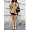 imagechouyatou Womens Winter Sing Breasted Wool Jacket Batwing Sleeve Business Casual Wool Pea CoatKhaki