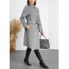 imagechouyatou Womens Winter Single Breasted Wool Pea Coat Thicken Notch Lapel Collar Long Trench Coat OvercoatGrey