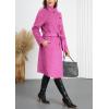imagechouyatou Womens Winter Single Breasted Wool Pea Coat Thicken Notch Lapel Collar Long Trench Coat OvercoatRose Red