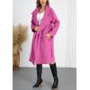 imagechouyatou Womens Winter Single Breasted Wool Pea Coat Thicken Notch Lapel Collar Long Trench Coat OvercoatRose Red